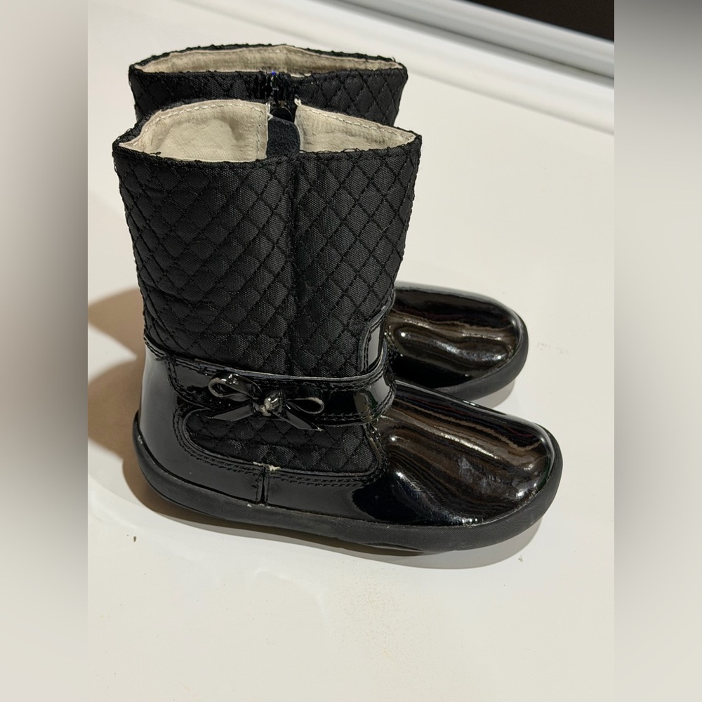Pediped First Walker Flex Naomi Boot Black Baby/ Toddler Girls Size 6-6.5 EU 22